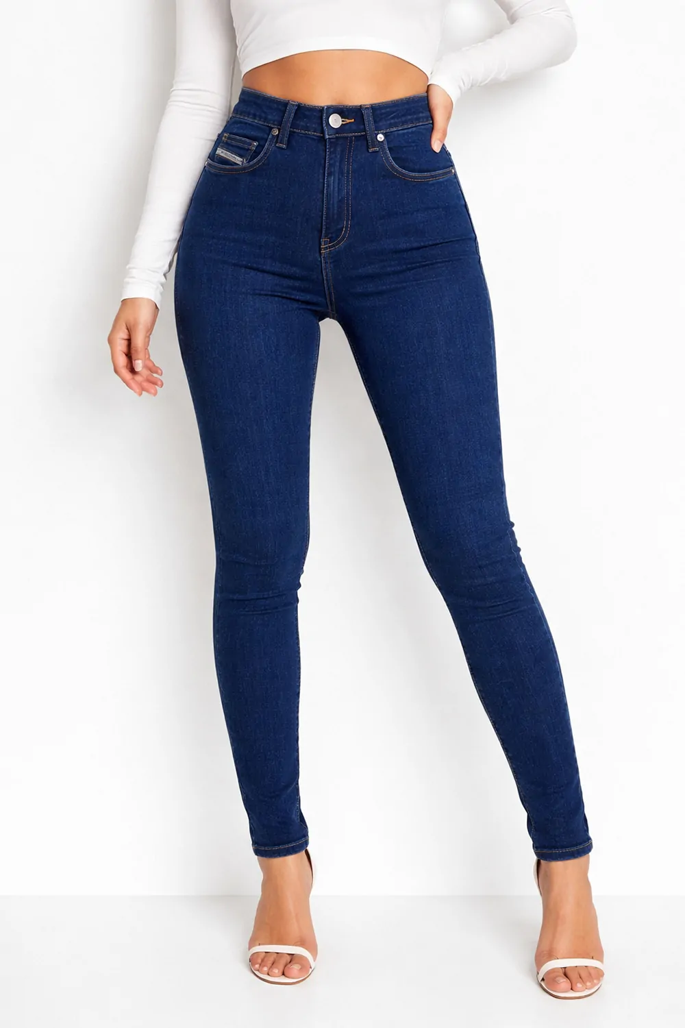 Дамски дънки Diesel 6001368  Skinny Fit  Висока талия  Памук  W23  Тъмносин  16121-45