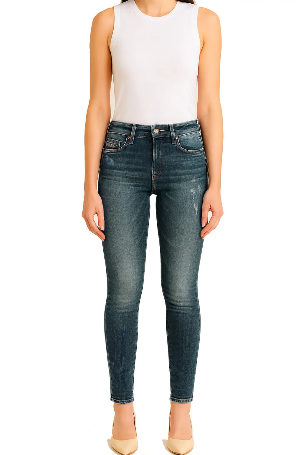 Дамски дънки Diesel 8001128  Super Skinny Fit  Distressed Wash  Памук  W22  Син  16121-45