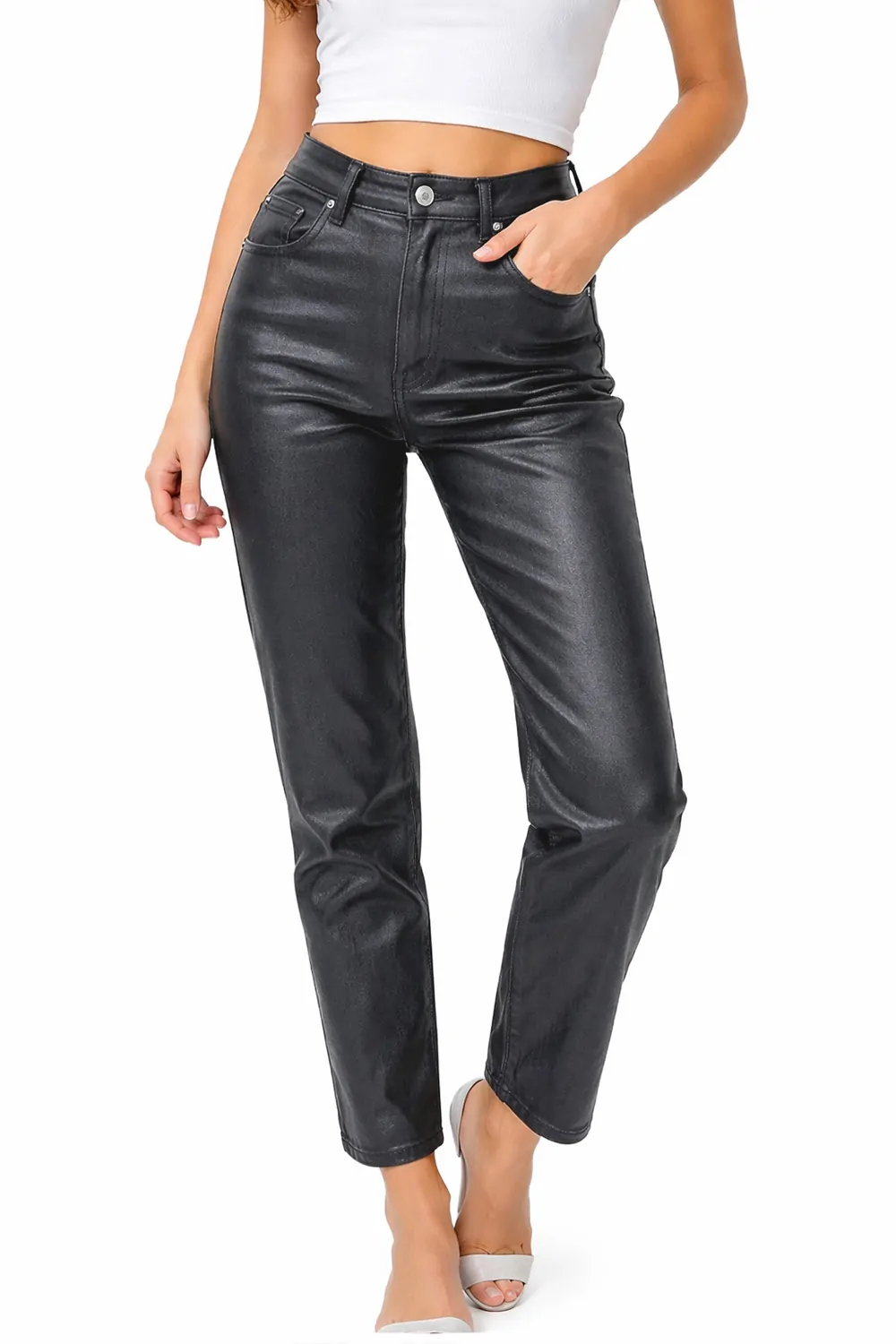 Дамски дънки Diesel D-Eiselle 1001136 16121-49  High Waist  Coated ефект  Памук  W27  Тъмносив Черен