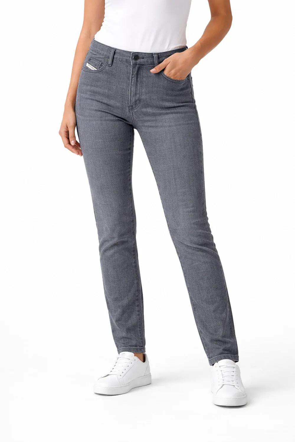 Дамски панталон Diesel 7001129  Slim Fit  Средна талия  Памук  W26  Сив  16121-51