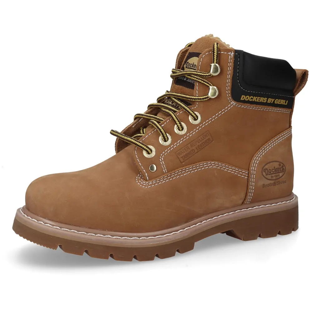 Мъжки зимни боти Dockers by Gerli 23da104-300910  181327675 15-360  Естествен набук водоотблъскващ  Топла подплата  Камелен цвят (Golden Tan)  42 EU