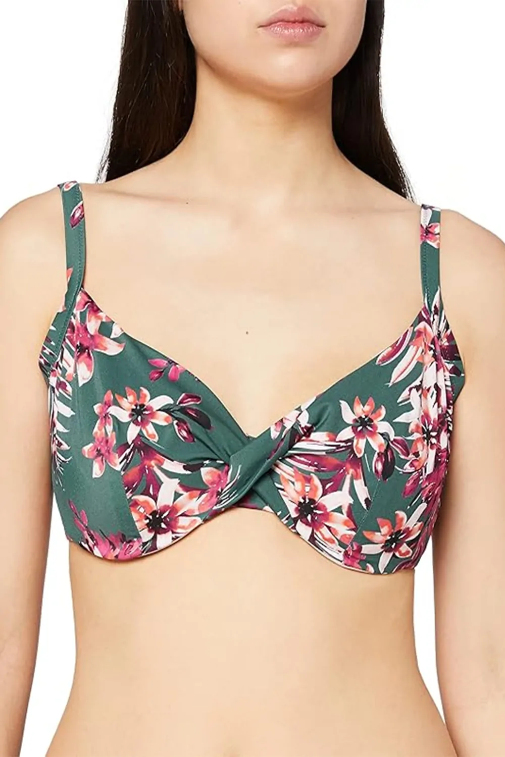 Горна част на дамски бански Find Iris amp Lilly  2211992-32E 16037-ROC-4  Флорален дизайн  Без подплънки  32E  70F  Зелен