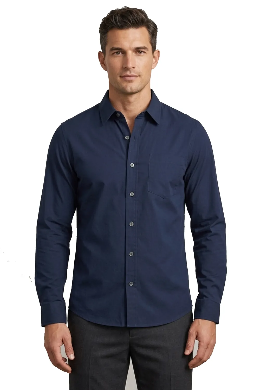 Мъжка риза Goodthreads 8986247 16037-ROC-9  Дълъг ръкав  Stretch poplin  Памук  S  Тъмносин