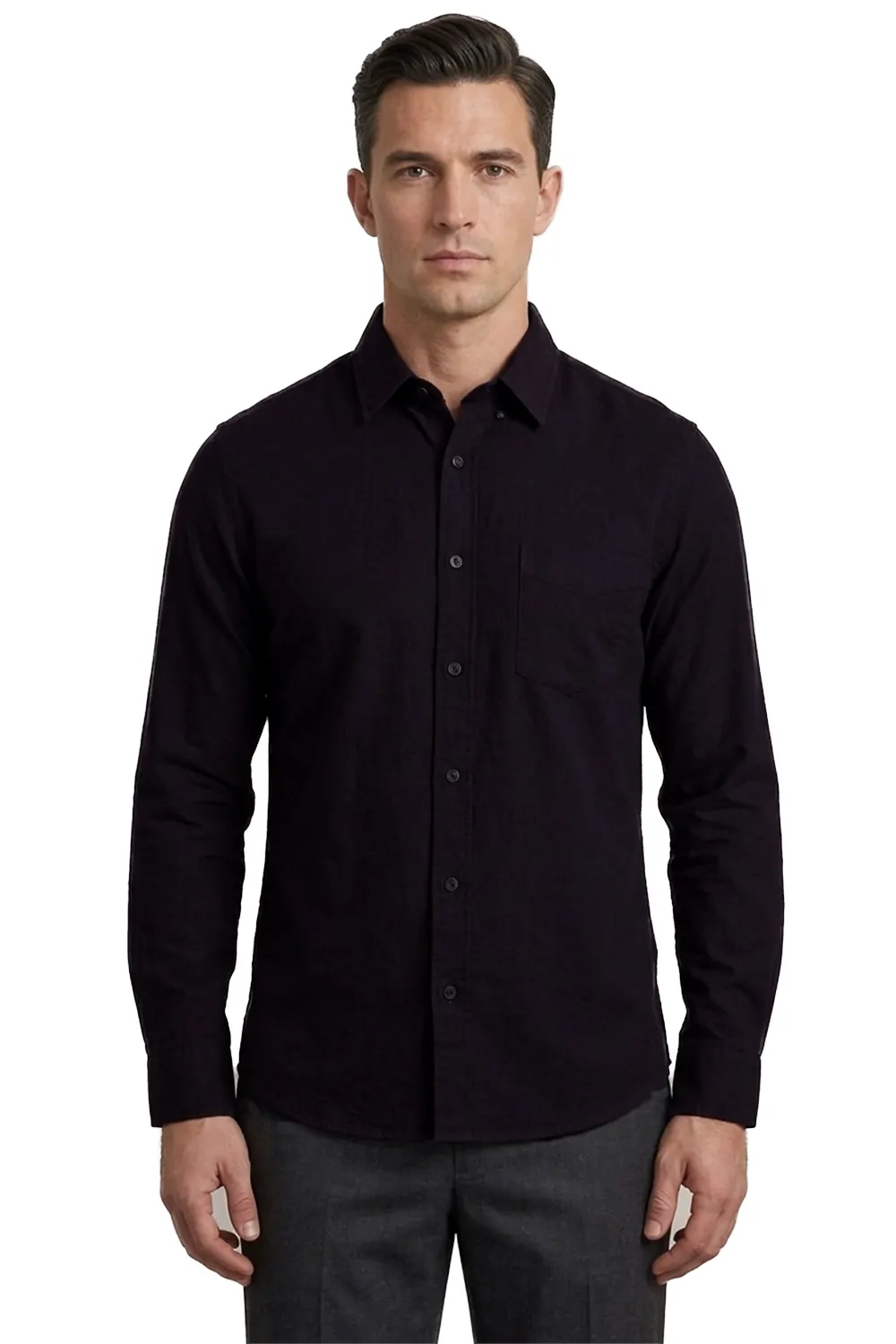 Мъжка риза Goodthreads 8986605 16037-ROC-9  Дълъг ръкав  Stretch poplin  Памук  S  Тъмнолилав