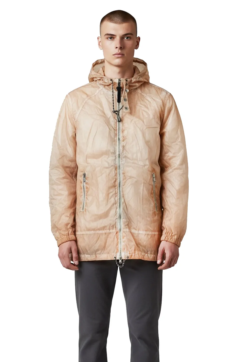Мъжко преходно яке Diesel Lightweight Hooded Windbreaker 1001475 90-51  Регулируема качулка с връзки  М  Оранжев
