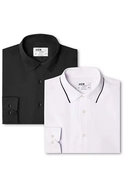Комплект мъжки ризи Hem  amp  Seam 2306285-A15625  Slim fit  2 броя  16 5   яка  Бял черен  54 XL