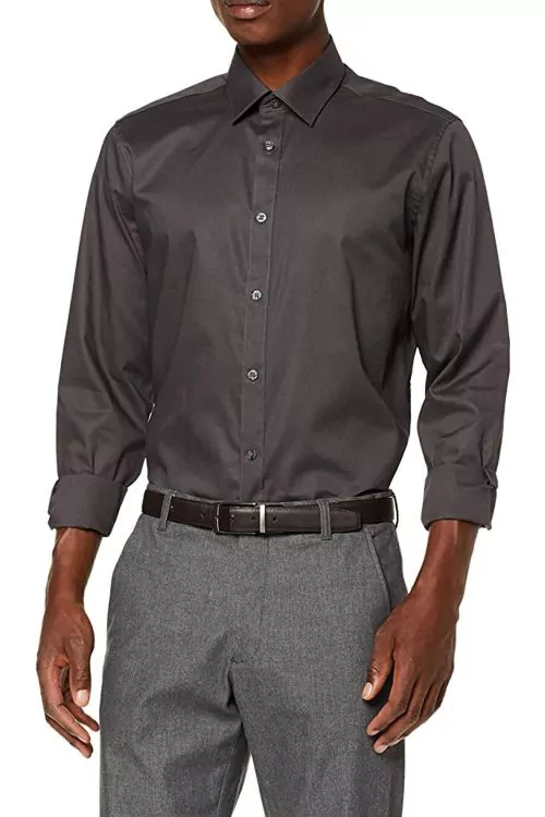 Мъжка риза Find 2523811-A14783  Slim Fit  Кент яка  Тъмносив  2XL
