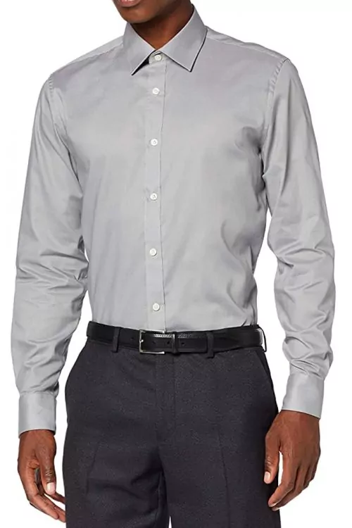 Мъжка риза Find AZ13780-2523583, Тип Slim fit, Памучна, Сив, L