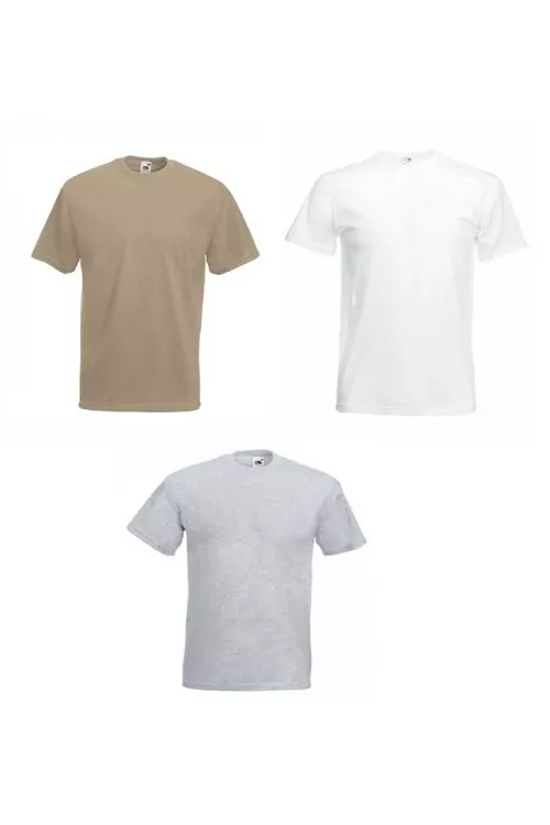 Комплект мъжки тениски Fruit Of The Loom FOL-T-3PK-M-WTGRBE-S  З Pack  Обло деколте  Бял сив бежов S