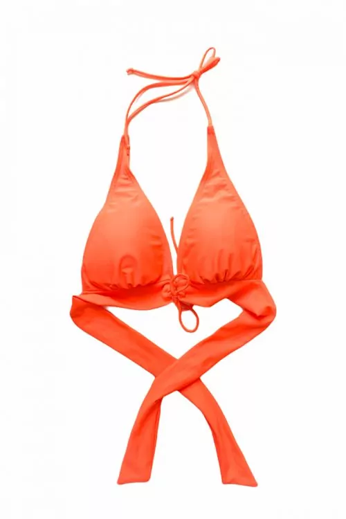 Дамски бански La Redoute  DSW-21-54 b5782  Горна част  Сваляеми подплънки  С връзки  Произведено в България  Корал  S