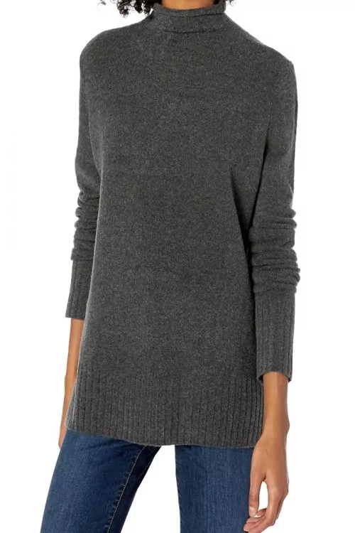 Дамски пуловер Find Goodthreads AZ13780-3176717, Навита яка, Тъмносив, 3XL/4XL