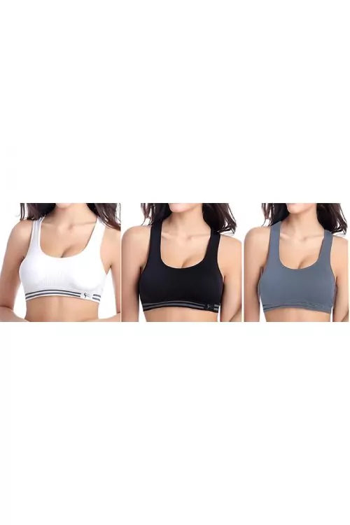 Комплект спортни сутиени JUP SPT-STN-LEN-3PK-GRBKWT-LXL  3 pack  С ленти  Сив черен бял  L XL
