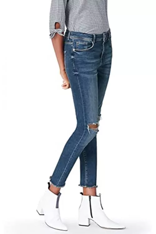 Дамски дънки Find 5597116-AZ14125  Skinny High  Накъсан ефект  Памук  Син  W30-L32