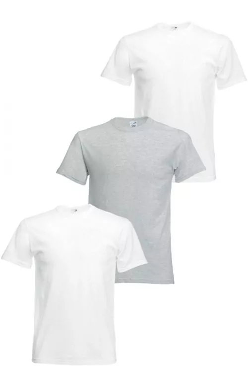 Комплект мъжки тениски Fruit Of The Loom FOL-T-3PK-M-2WTGR-S  З Pack  Обло деколте  Бял сив  S