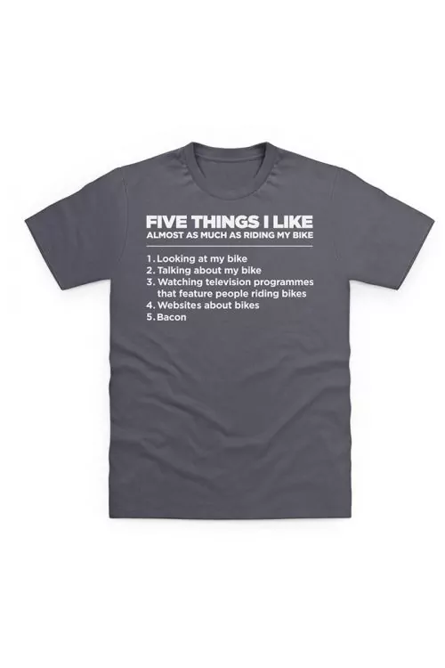 Мъжка тениска JUP Five Things I Like as Much as My Bike TSHRT-5THNG-BIKE-M-GR-M, Сив, M
