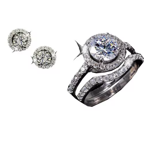 Комплект бижута The Veuer 16211550-11-26-852  Пръстени 17мм  Обеци  С кристали Swarovski Elements  Сребрист