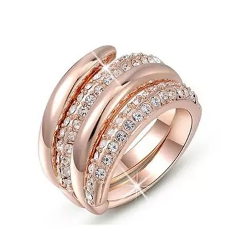 Дамски двоен преплетен пръстен Mycharms Sintra с елементи Swarovski reg   16225249  11-26-443 Розово злато  размер 8  17мм
