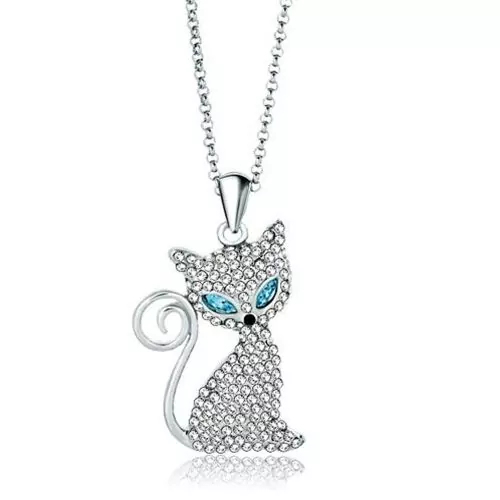 Колие The Veuer 16243528-11-26-185  С котка  18K златно покритие  Сребрист