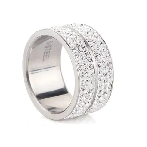 Пръстен от неръждаема стомана The Veuer Elyna с кристали Swarovski Elements  Сребрист  Размер 17мм    16291030  11-26-450