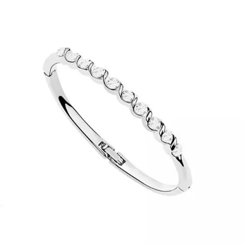 Дамска гривна Philip Jones Solitaire twist 16734695-11-26-559  С 18-каратово бяло златно покритие  С кристали Swarovski Elements  Сребрист