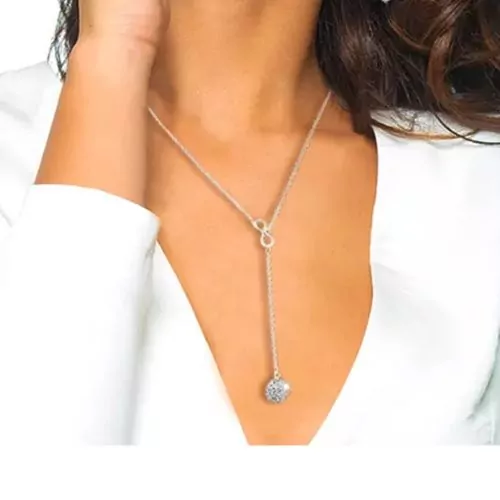 Колие Philip Jones Infinity 16747457 16719199 11-26-843 220  Топка и Infinity висулка  С кристали Swarovski Elements  Сребрист