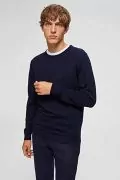 Мъжки пуловер Selected Homme AZ2198-182257180, Памук, Тъмносин, L_4