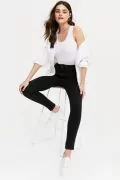 Дамски панталон New Look JENNA Е-182325364 10-50, Skinny, Висока талия, Памук, Черен, 40 EU_0