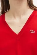 Дамски пуловер Lacoste 184476475 10-17, Триъгълно деколте, Тънък, Памук, Червен, M_1