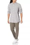Мъжка риза Find Goodthreads 0928417-A14783, Standard Fit, Дълги ръкави, С джобче, Памук, Каре  Бежов, EU S_6