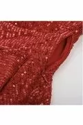 Дамска блуза GRACE KARIN 3393009 8865-24, Пайети, Къс ръкав, V-образно деколте, Червен, S_5