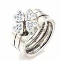 Комплект пръстени My Charms 16282239 90-3, 3 пръстена, Сърца с кристали, Сребрист, Размер 16мм_0