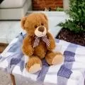 Плюшена играчка Chippo 21-66-53-0 1-104, Мече пее една песен на Български, Карирана панделка, 29 см, Кафяв _0