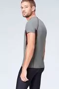 Мъжка спортна тениска Find 0574411-A14783,  Slim Fit, Обло деколте, Контрастни мрежести детайли, Сив/Патладжан, S_1