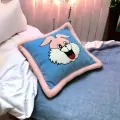 Декоративна възглавница Chippo 25023-55-4 MLL, Картинка със зайче, Изключително мека, 48 х 48 см, Син/Розов_0