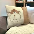 Декоративна възглавница за деца Chippo 1369-55-B 1-116, Голяма, Маймунка, Двуцветна, Изключително мека, 57 х 50 см, Бежов/Кафяв_0