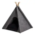 Палатка за котки и кучета ANIMALY TIPI *9884848 ML2-29-3, Дърво/Филц, С двулицева възглавница, S - 60x60x70см, Сив/Черен_0