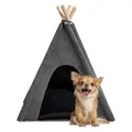 Палатка за котки и кучета ANIMALY TIPI *9884848 ML2-29-3, Дърво/Филц, С двулицева възглавница, S - 60x60x70см, Сив/Черен_1