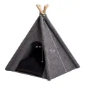 Палатка за котки и кучета ANIMALY TIPI *9884848 ML2-29-3, Дърво/Филц, С двулицева възглавница, S - 60x60x70см, Сив/Черен_2