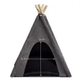 Палатка за котки и кучета ANIMALY TIPI *9884848 ML2-29-3, Дърво/Филц, С двулицева възглавница, S - 60x60x70см, Сив/Черен_3