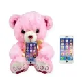 Плюшена играчка Chippo iFON Fredy Bear & Friends Мече 80009-A, 40 Приказки/ПесниФрази/Звуци на бъргарски, Розово мече с блестящо носле, 40cm_1