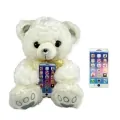 Плюшена играчка Chippo iFON Fredy Bear & Friends Мече 80009-B, 40 Приказки/ПесниФрази/Звуци на бъргарски, Бяло мече с блестящо носле, 40cm_1