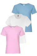 Комплект тениски за момиче Fruit of the Loom 25029-3P, З броя, Обло деколте_0