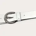Дамски кожен колан Diesel 7001312 16121-20, Сребристи капси, Телешка кожа, 98 cm, Ширина 3.5 cm, Бял_2