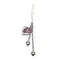 Декоративен phone charm Russ Berrie *93191-12 O, Сърца, За телефон, чанта, 10 см, Сребрист/Розов_0
