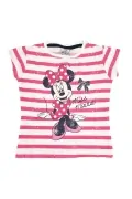 Детска тениска Disney Minnie Mouse 25037-PK, Къс ръкав, С брокат, Памук, БялРозов/Бял_0