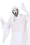 Детски карнавален костюм NET TOY Ghostface 8846075 90-44, Scream, 2 части, L, 128 см, Бял, за Хелоуин_2
