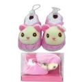 Бебешки пантофи с формата на животни Chippo 30167-7 + 9083-092, 15-142, Коте, с 1 чифт чорапи за момиче, Един размер, 10.5 см, 17 EU, Розов_2