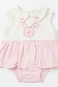 Бебешко боди-рокля Babybow 88029-00 90-52, С бродерия, За новородено, 0-3 месеца, До 4кг, Бял/Розов_1