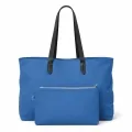 Комплект дамски чанти JUP Canvas Shopper 16252958, 2 в 1, Чанта и клъч, Магнитно затваряне, 45 х 33 см, Син 1