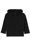 Дамски суитшърт Find 4712697-A15625, Къс, Паднали 3/4 ръкави, С качулка, Черен, XL_1